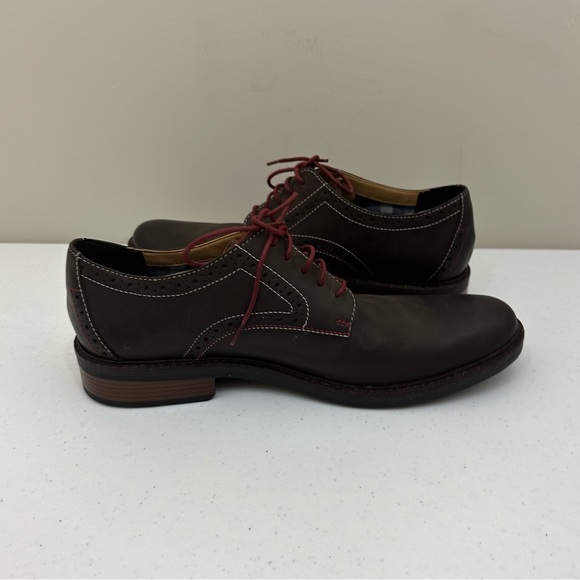 SALE! Men’s Bostonian Lace Up Brown Oxford Dress Shoes Size 9.5 w Maroon Laces - Picture 3 of 16